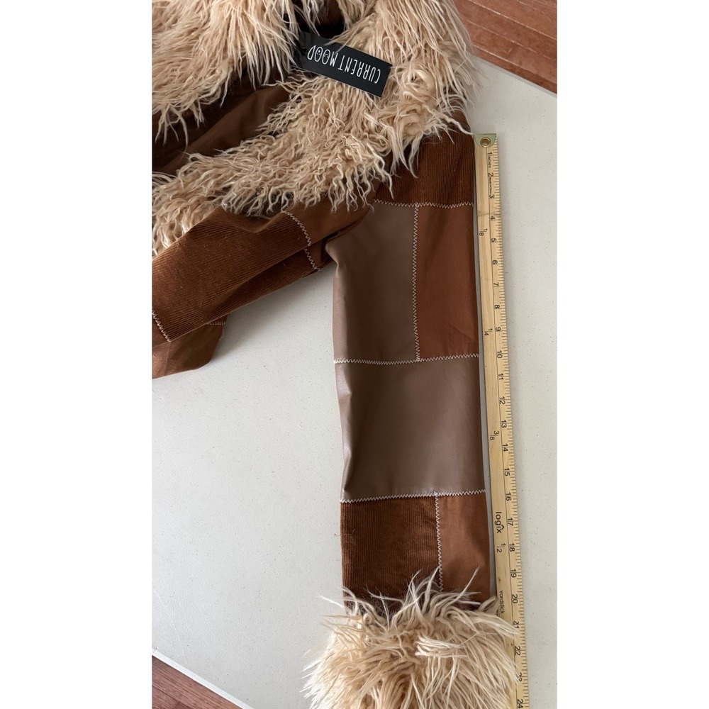 Dolls Kill Current Mood Penny Lane Patchwork Corduroy Faux Leather Long Coat L - Picture 15 of 16